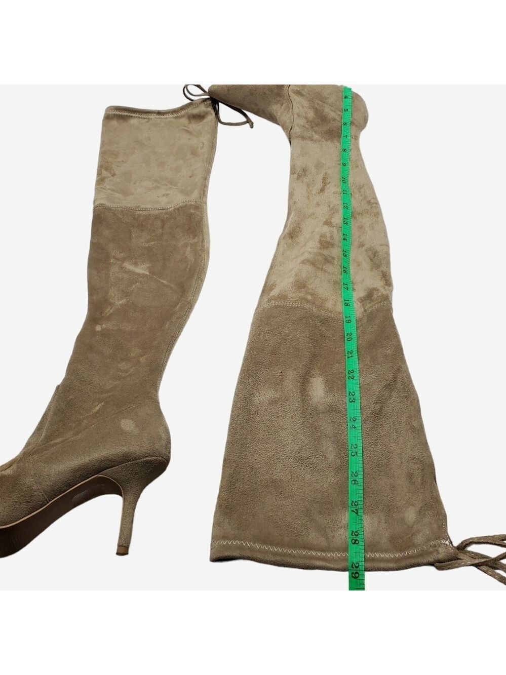 Suede Pointed Toe Over The Knees Thigh High Stretchy Heeled Boot - Picture 5 of 16